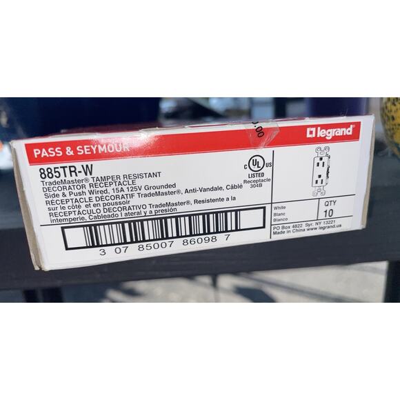 Pass & Seymour 885TRW White 15A Tamper Resistant Decorator Receptacles 10-Pack - Picture 5 of 5